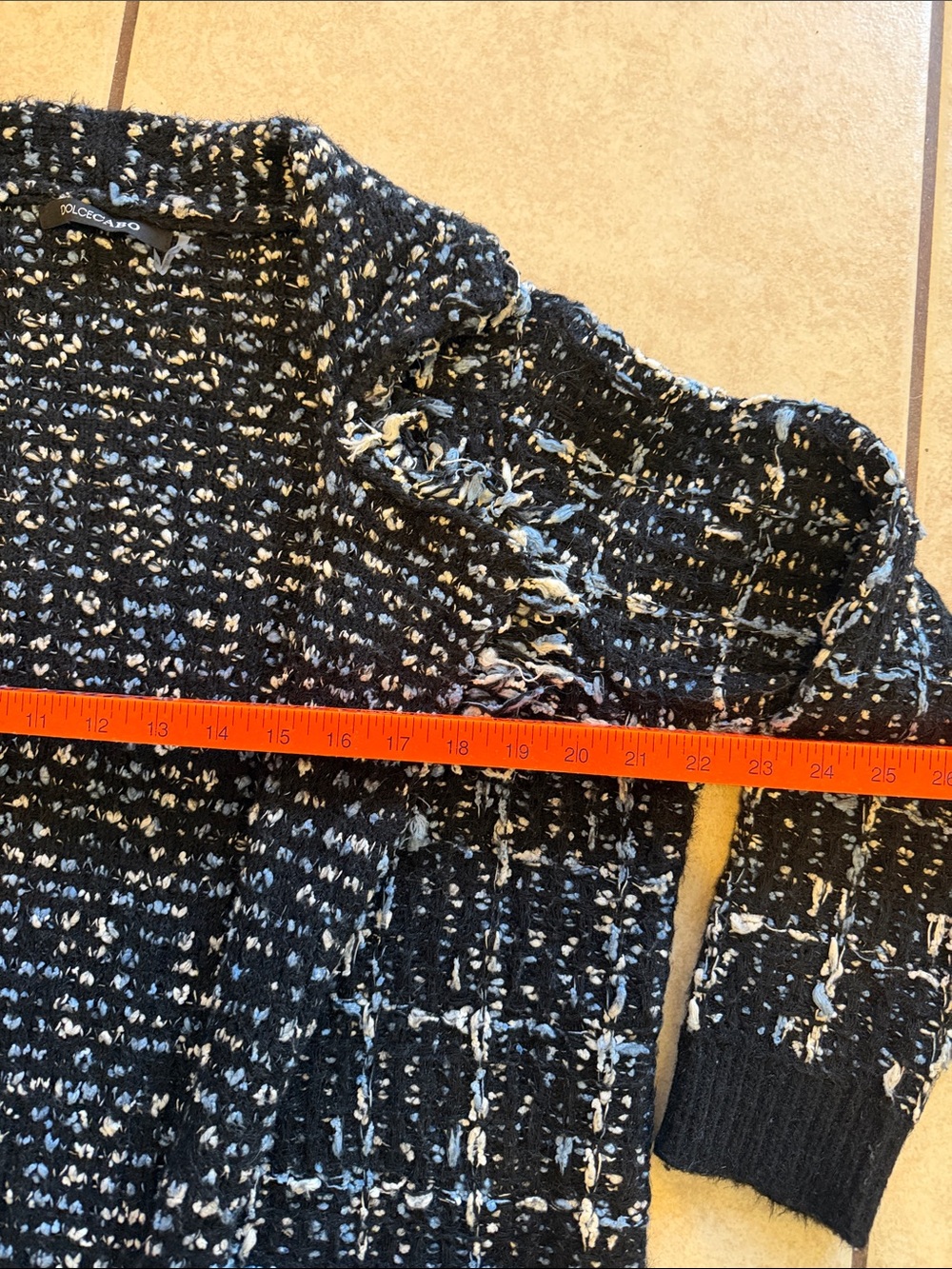 Dolce Cabo Navy Bouclé Tweed Open-Front Jacket - Picture 5 of 7